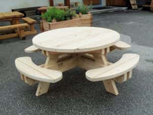 table-banc en bois ronde