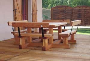 Table banc en bois mélèze pique nique