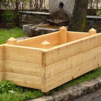 jardinière en mélèze, bac à fleurs en bois, bac à plantes