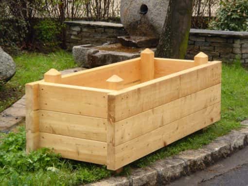 jardinière en mélèze, bac à fleurs en bois, bac à plantes