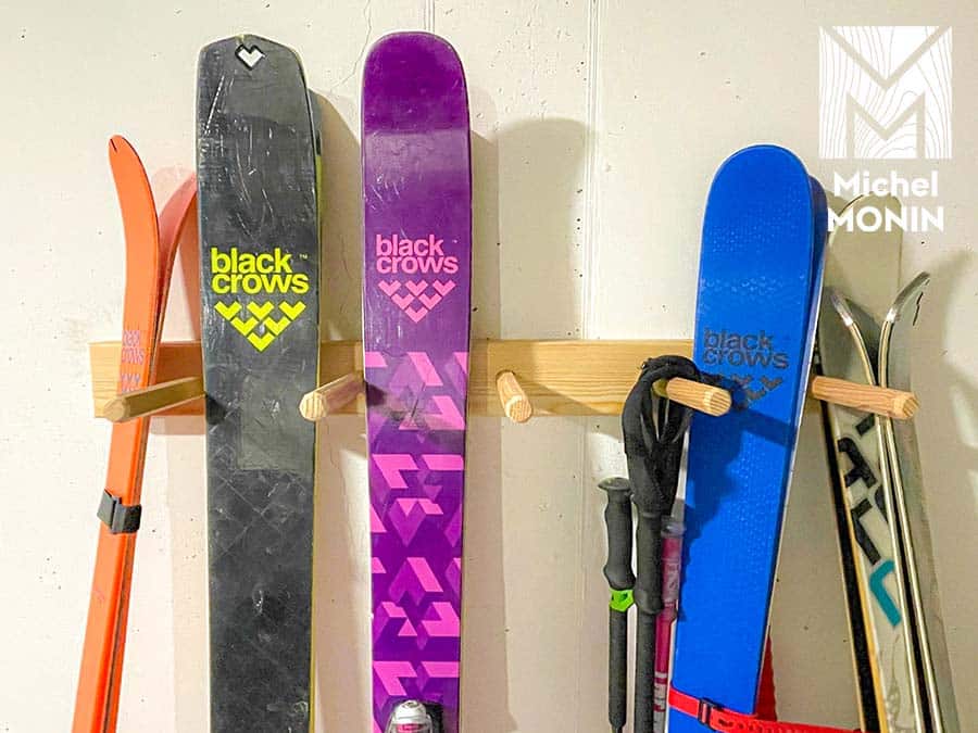 Râtelier à skis bois, porte skis bois, rack à skis bois