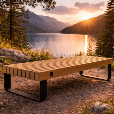 Banc Lécherain piétements métalliques