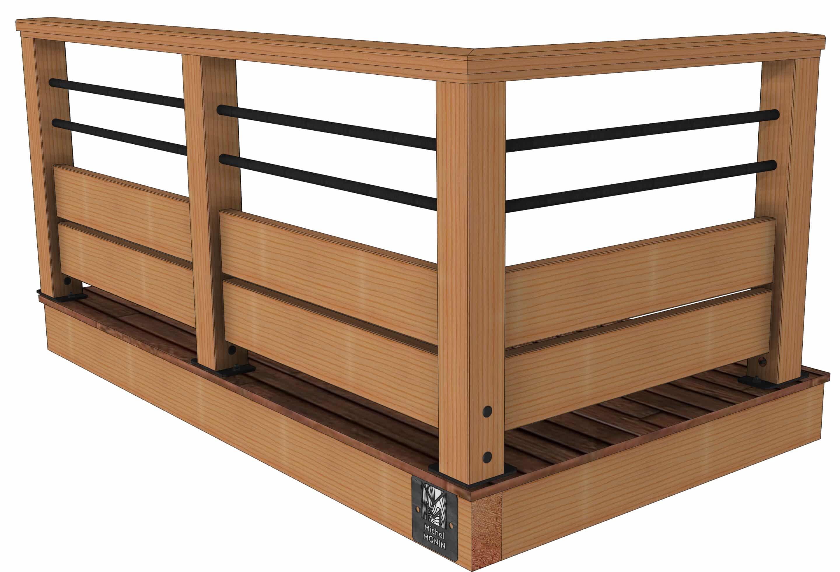 Garde-corps horizontal bois aluminium – Image 2